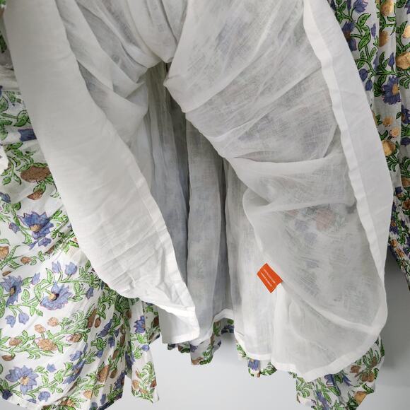 NEW Oliphant Smocked Waist V-neck Mini Dress Lupina Peri Floral Long Sleeve, S - Picture 9 of 15